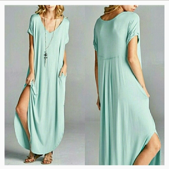 Dresses & Skirts - Mint Boho Maxi Stretchy Dress